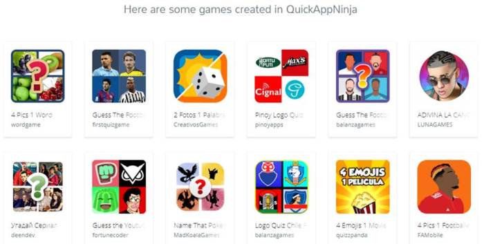 Quick App Ninja Game Maker